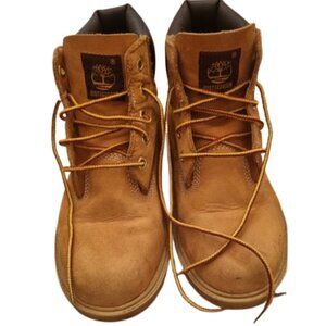 Timberland Size 3 Big Kids Jr. 6" Premium Boot Wheat Nubuck Leather waterproof